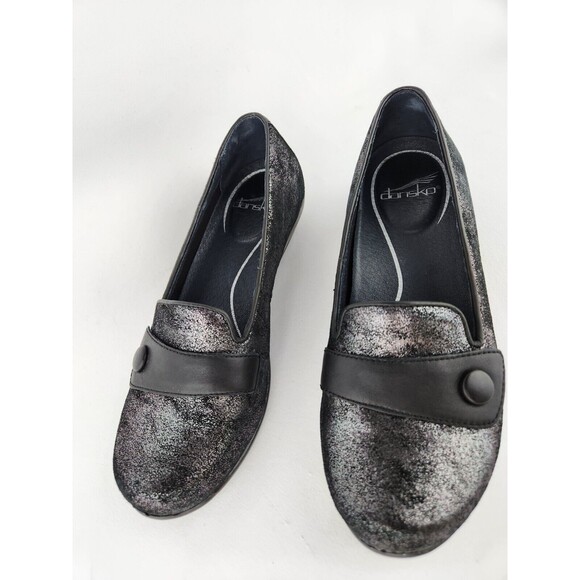 Dansko Olena Metallic COMFY Flats US 6.5 - 7 EU 37 Black Slip On Loafers Shoes - Picture 4 of 16
